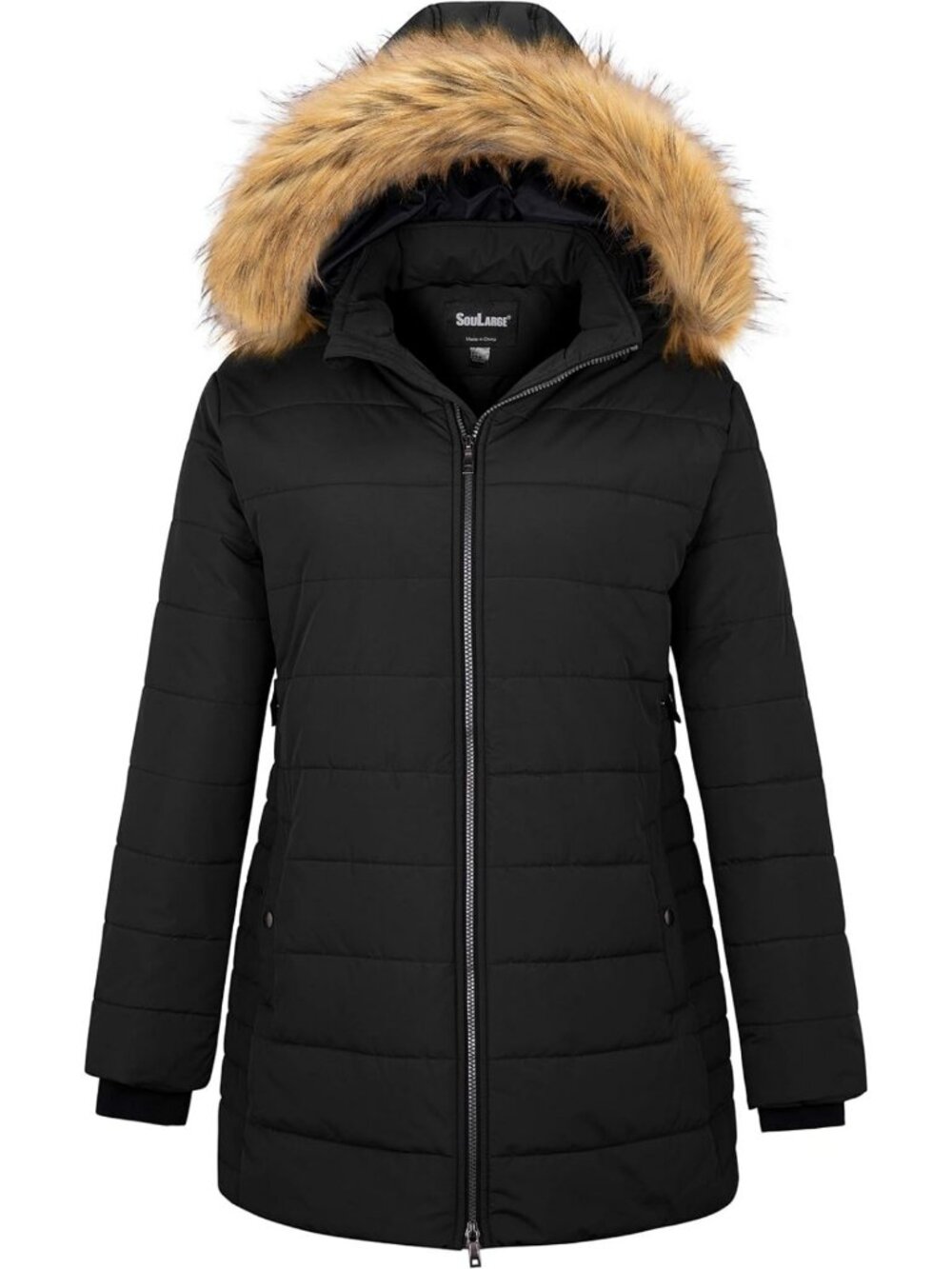 Plus Size Women's Winter Puffer Coat with Hood, Thick & Warm Outerwear